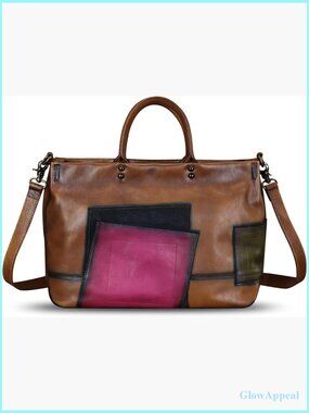 Genuine Leather Satchel Tote Bag Crossbody Handbag Top Handle Work Purse